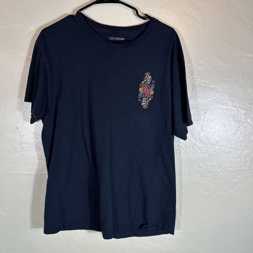 Thirty Single Black T Shirt Skeleton Queen Sash Roses Mens Large Tee